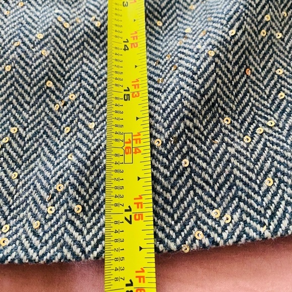 NWT Loft Size 2 Tweed Wool Blend A Line Sequin Herringbone Mini Skirt - Picture 9 of 9